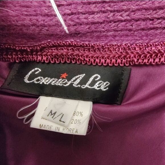 Vintage Connie A Lee Purple Angora Cardigan Sweater M/L Dark Romantic Luxurious - Picture 3 of 8